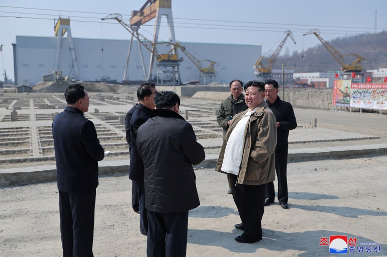 North Korean leader Kim Jong Un visits the Nampho Dockyard in Nampho, North Korea, March 20, 2025, in this photo released by North Korea's official Korean Central News Agency. KCNA via REUTERS ATTENTION EDITORS - THIS IMAGE WAS PROVIDED BY A THIRD PARTY. REUTERS IS UNABLE TO INDEPENDENTLY VERIFY THIS IMAGE. NO THIRD PARTY SALES. SOUTH KOREA OUT. NO COMMERCIAL OR EDITORIAL SALES IN SOUTH KOREA.