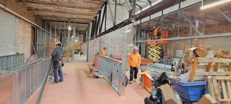 The interior of the Barn & Lodge project is under construction at The Rotunda. Photo by Ed Gunts.