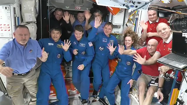 The Dragon spacecraft with the SpaceX Crew-10 docks with the ISS and they Join the Expedition 72 Crew aboard the station.