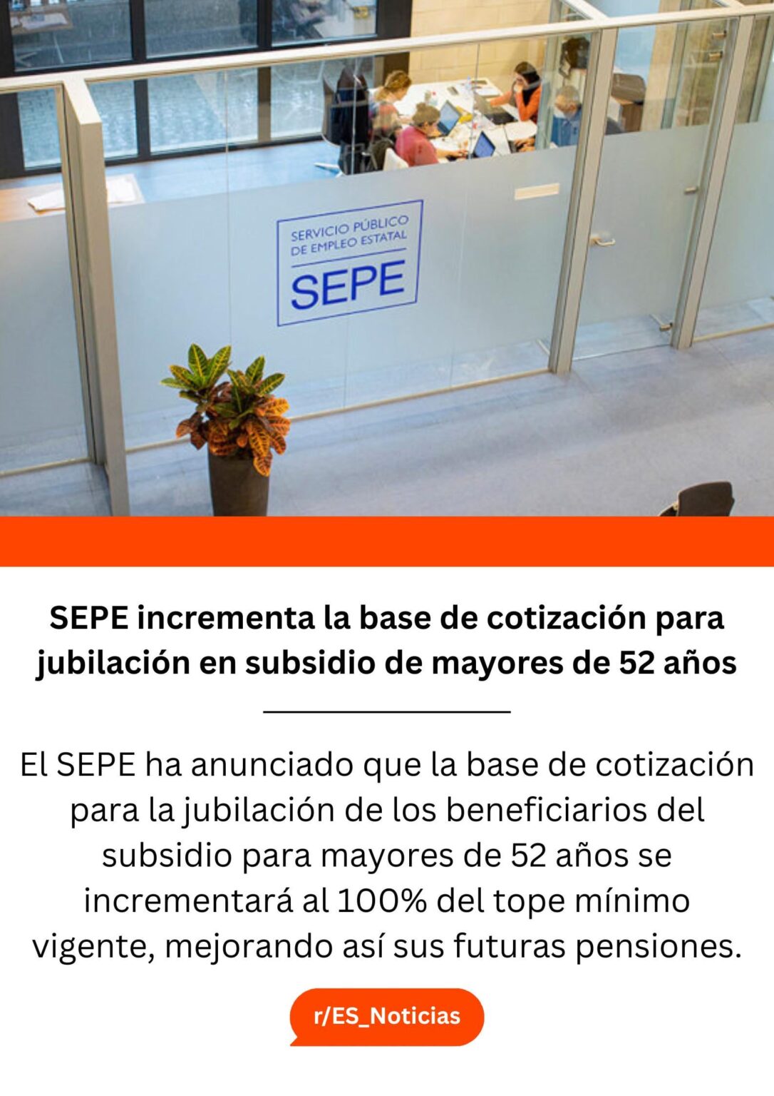 Sepe improves the retirement contribution of perceptors of the subsidy for over 52 years