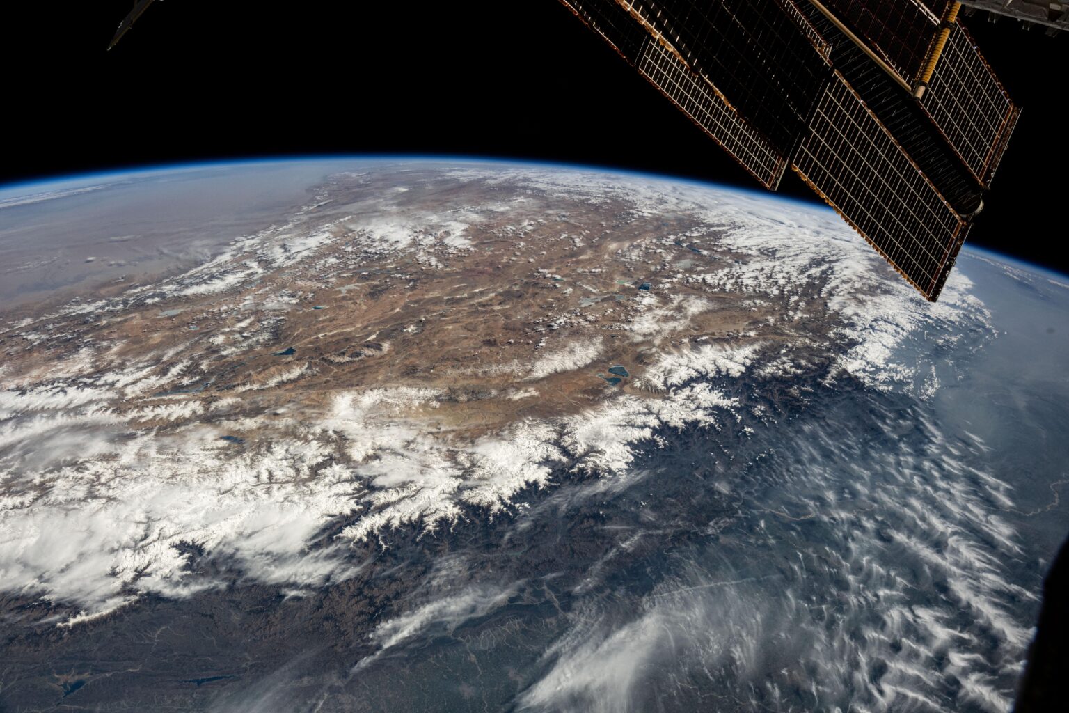 The Himalayas, imaged from the ISS last week.