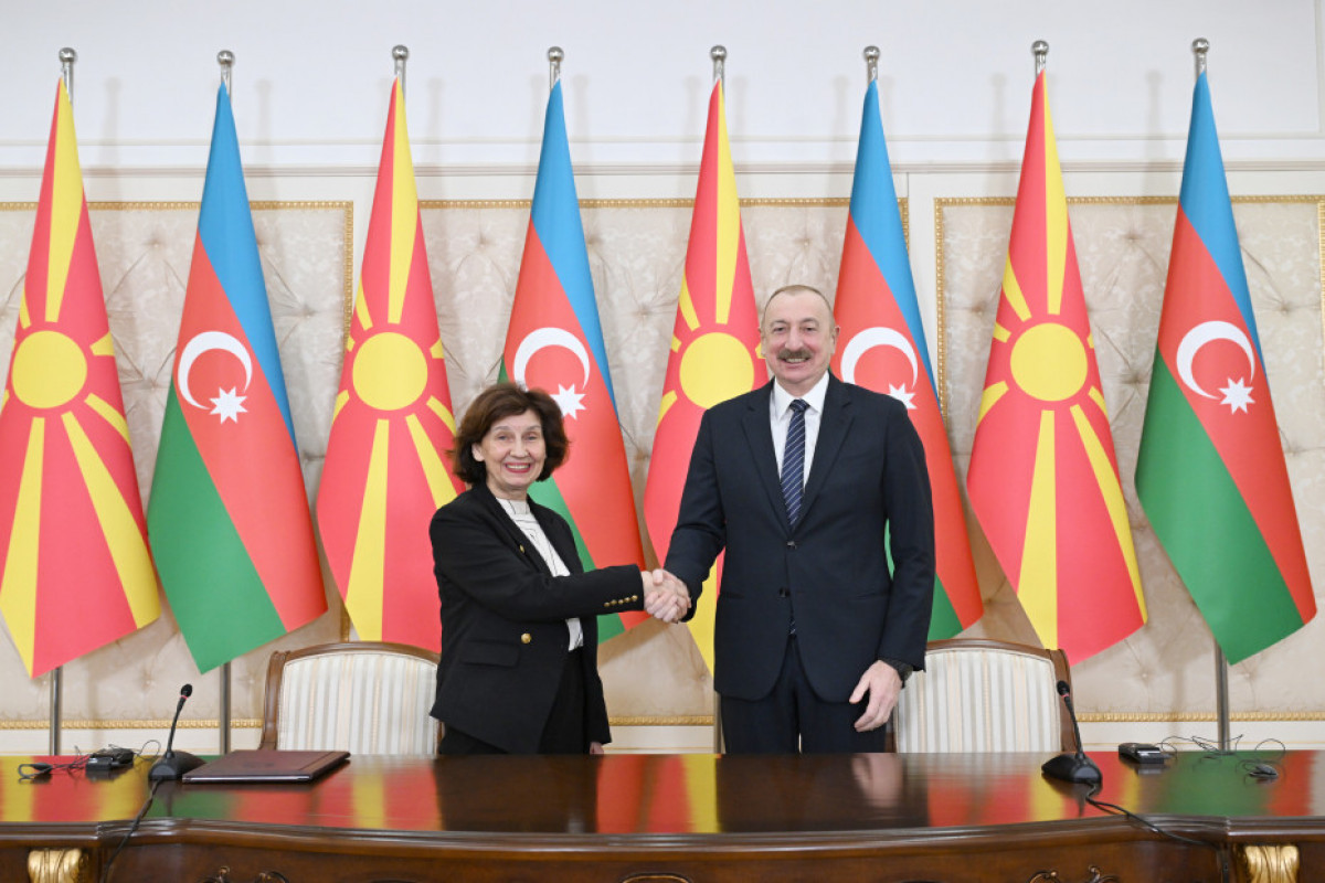 President of North Macedonia Gordana Siljanovska-Davkova and Ilham Aliyev, President of the Republic of Azerbaijan