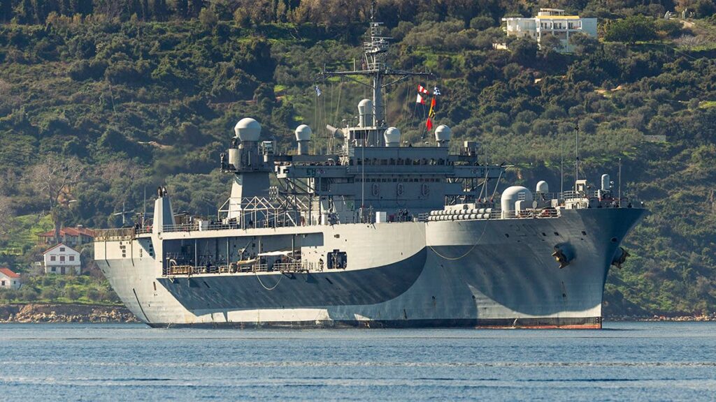 American command ship arrives in Greece American command ship arrives in Greece