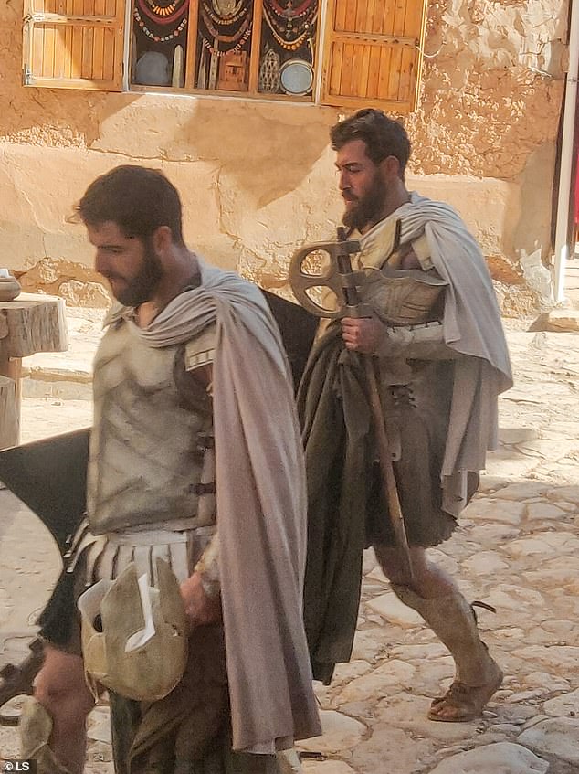 Cast members were spotted making their way around the set in costume