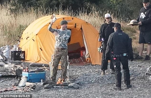 Brad Pitt looked unrecognisable on the set of his new film in New Zealand on Sunday