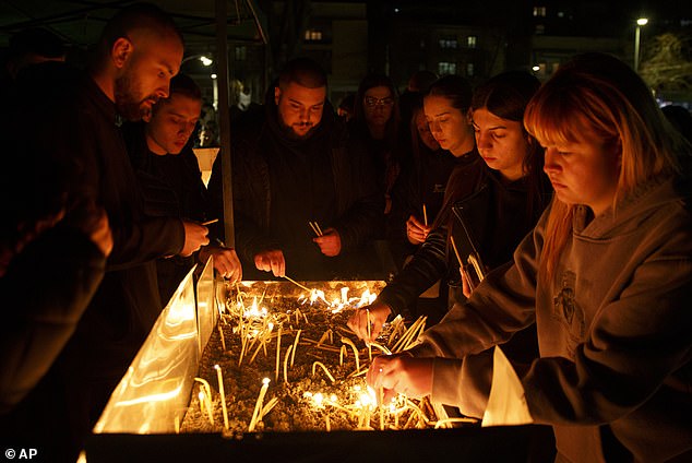 On the night of the nightclub fire, crowds gathered in Kocani for a candlelight vigil to those who lost their lives in the tragedy