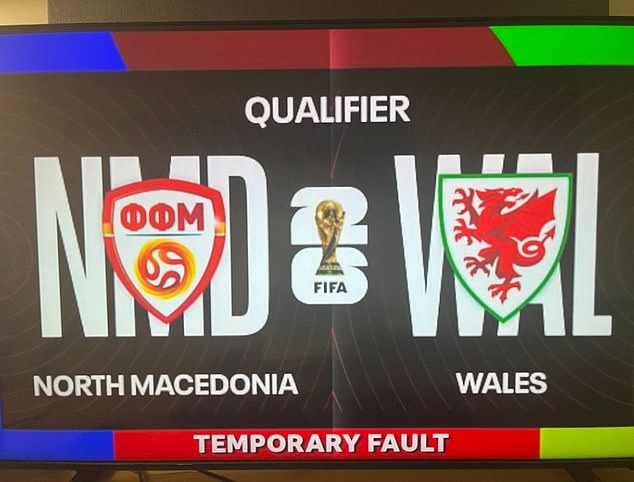 The BBC's broadcast of Wales' trip to North Macedonia went down after only two minutes