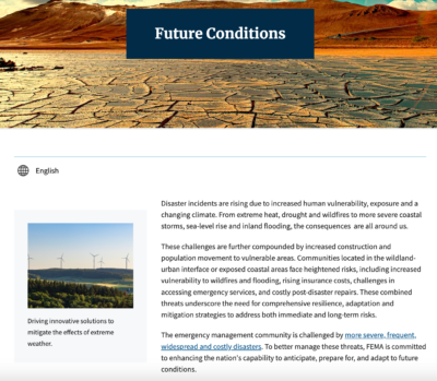 CLICK TO ENLARGE. Left: FEMA's climate resilience website in December. Right: The same site after Trump took office in January, with explicit references to climate change removed. 