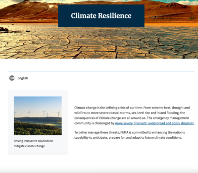 CLICK TO ENLARGE. Left: FEMA's climate resilience website in December. Right: The same site after Trump took office in January, with explicit references to climate change removed. 