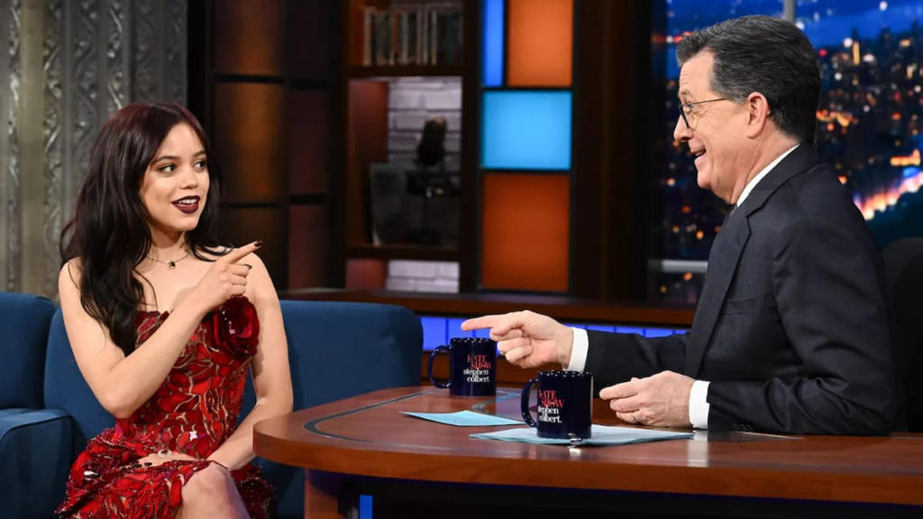 Jenna Ortega shares love for New Zealand on The Late Show with Stephen Colbert