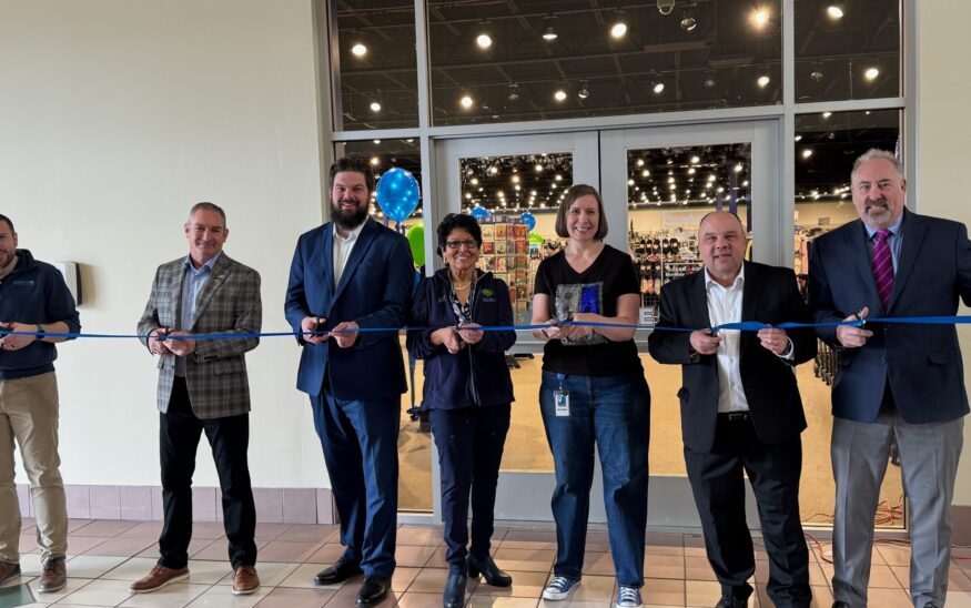 (Left to Right): Dave Wiesner, vice president of Donated Goods Retail, Goodwill of the Finger Lakes; Monroe County Legislator Tom Sinclair; Joshua Greenaker, project designer at SWBR; JudieLynn Nassar McAvinney, Goodwill of the Finger Lakes Board of Directors; Jennifer Lake, president and CEO, Goodwill of the Finger Lakes; Deputy Monroe County Executive Jeff McCann, and Joe Robach, president, Greece Chamber of Commerce. (photo courtesy of Goodwill of the Finger Lakes)