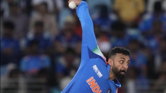 India's Varun Chakravarthy during the ICC Champions Trophy match against New Zealand. (AP)