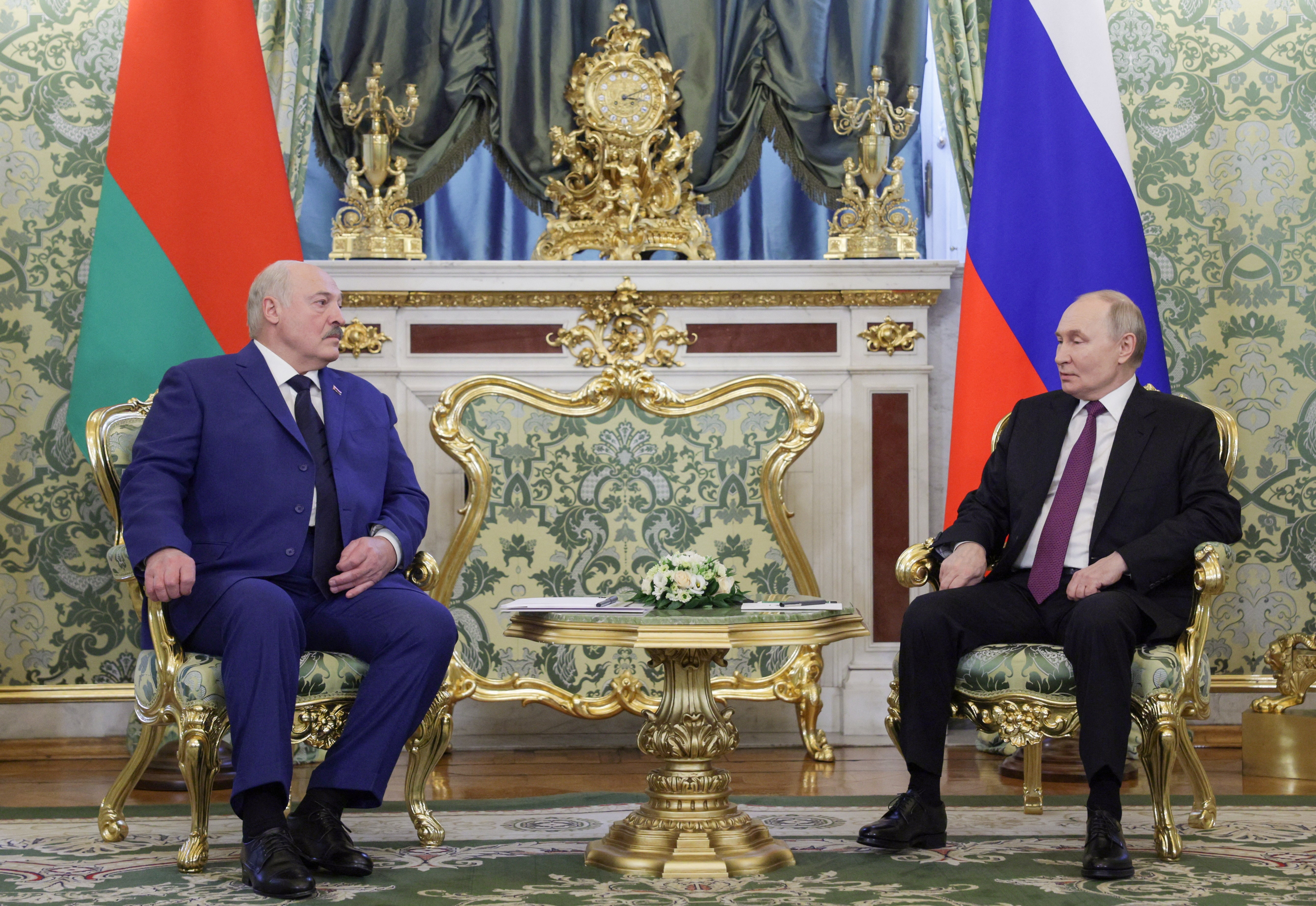 Russia's president Vladimir Putin attends a meeting with his Belarusian counterpart Alexander Lukashenko