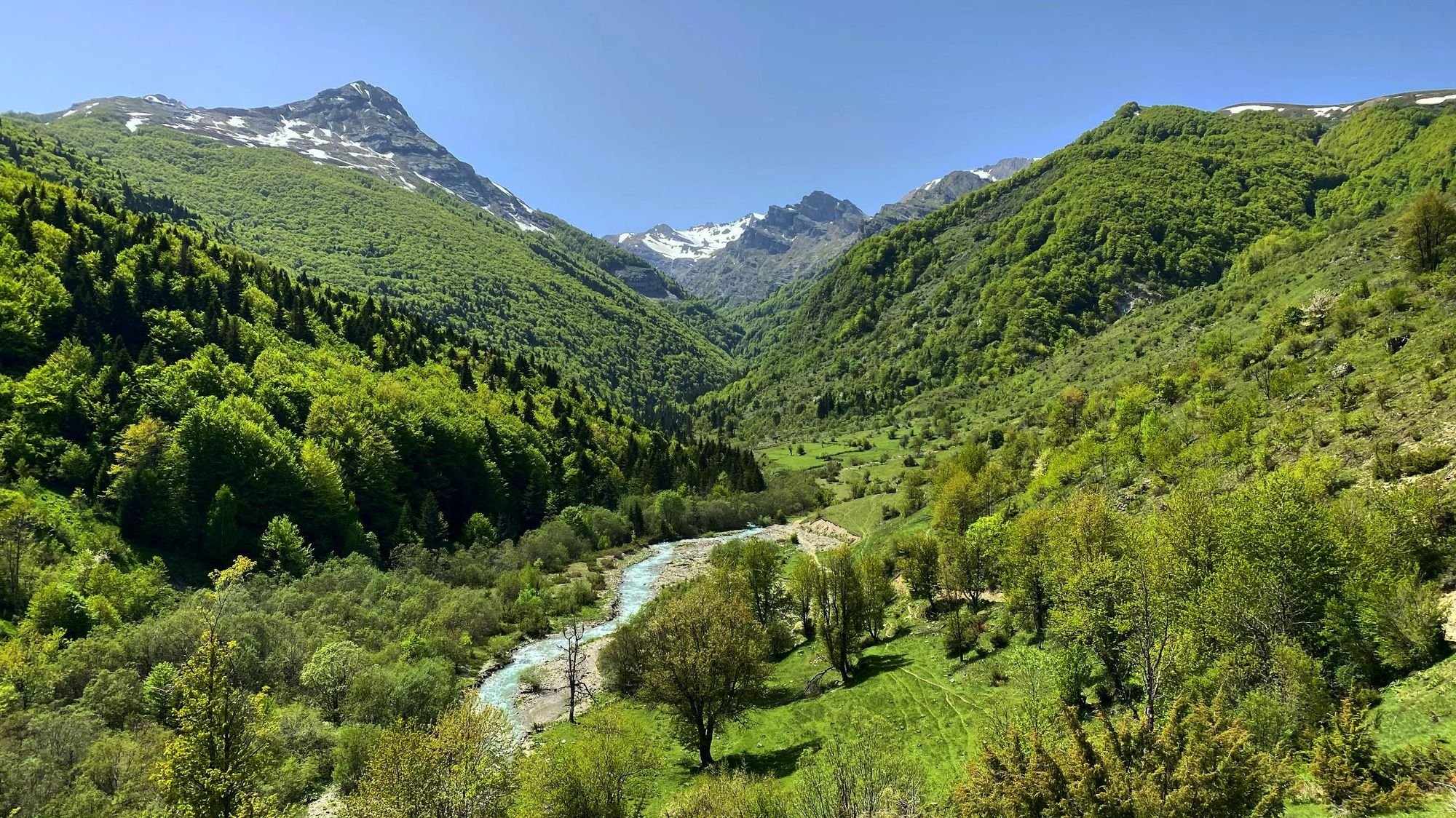 The Korab mountain range in late May, near the border between North Macedonia and Albania. Photo: Getty