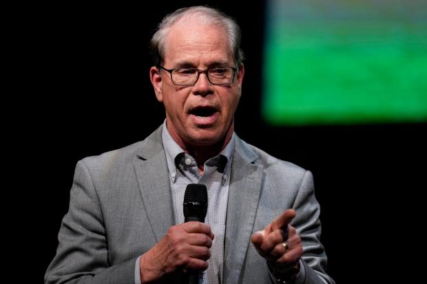 Sen. Mike Braun, R-Ind., speaks during a Republican Indiana gubernatorial candidate forum in Carmel, Indiana, Jan. 25, 2024.  (Michael Conroy/AP)