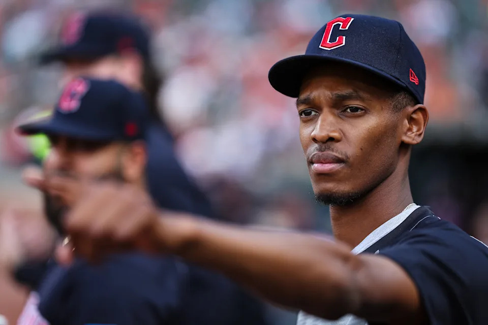 BALTIMORE, MD - JUNE 26: Triston McKenzie #24 of the Cleveland Guardians looks on before the game against the Baltimore Orioles at Oriole Park at Camden Yards on June 26, 2024 in Baltimore, Maryland. (Photo by Scott Taetsch/Getty Images)