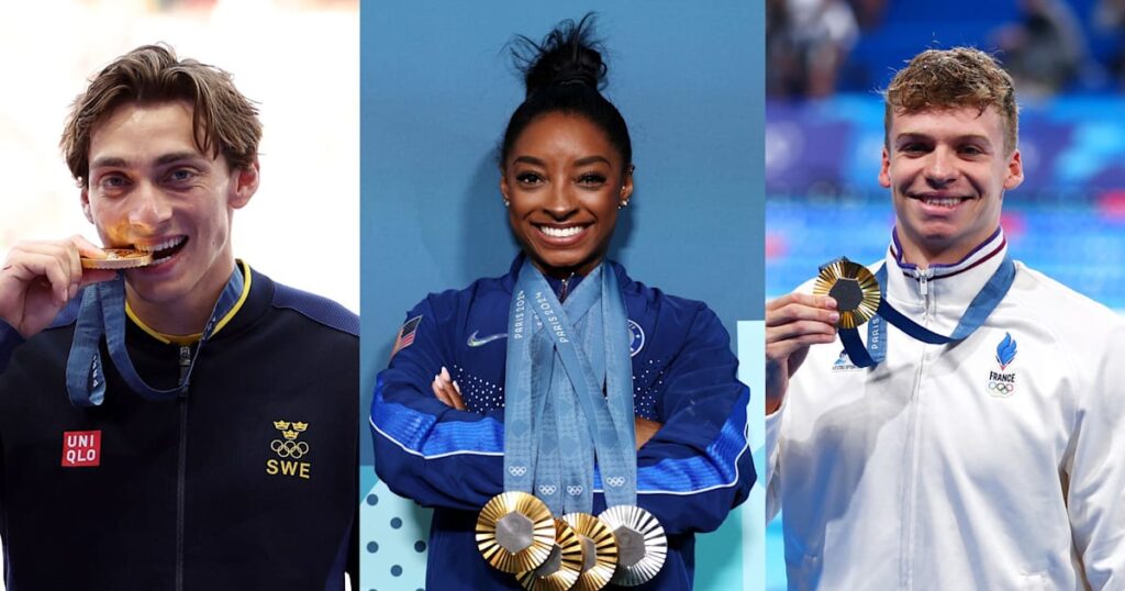 Olympic champions Simone Biles, Leon Marchand, Mondo Duplantis shortlisted