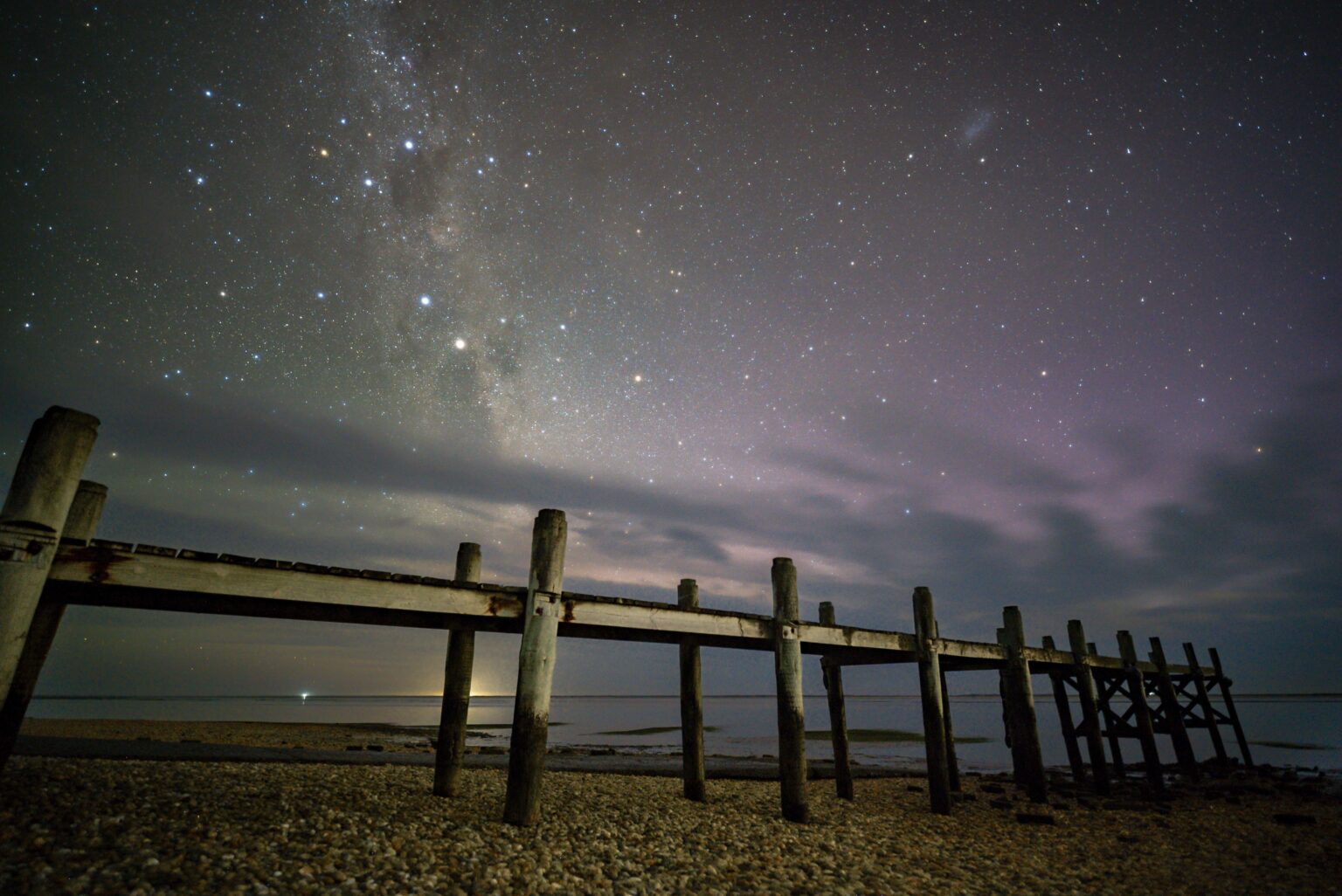 Two galaxies over Awarua Bay, Southland NZ