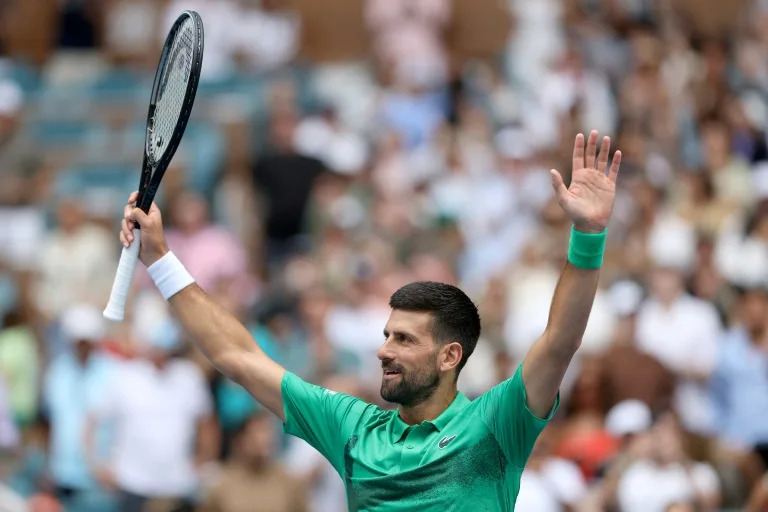Novak Djokovic can clinch his 100th professional title if he wins the Miami Open final on Sunday. (MATTHEW STOCKMAN)