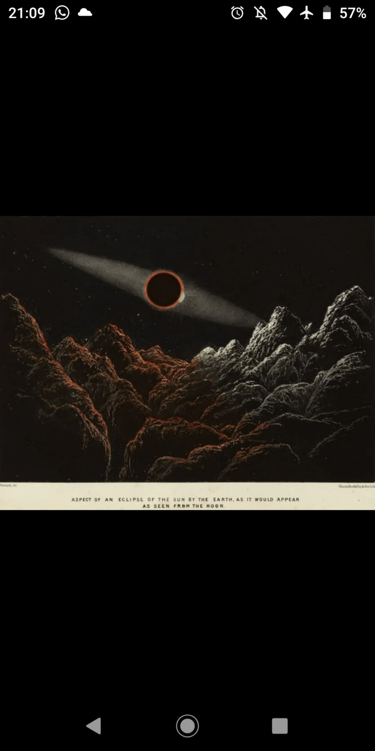 A representation of a lunar eclipse (Circa 1874), a real lunar eclipse seen by Firefly Blue ghost on March 14.