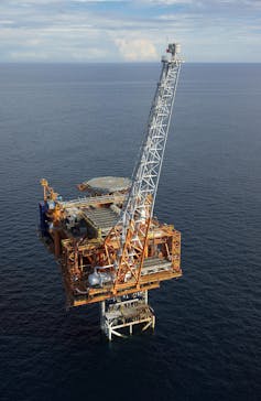 a gas platform in the ocean
