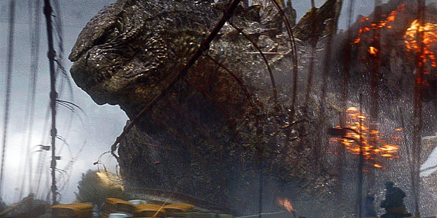 Godzilla walks through the Golden Gate Bridge in Godzilla 2014.