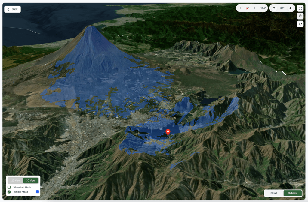 [OC] Visualizing exactly what you can see from any point on Earth