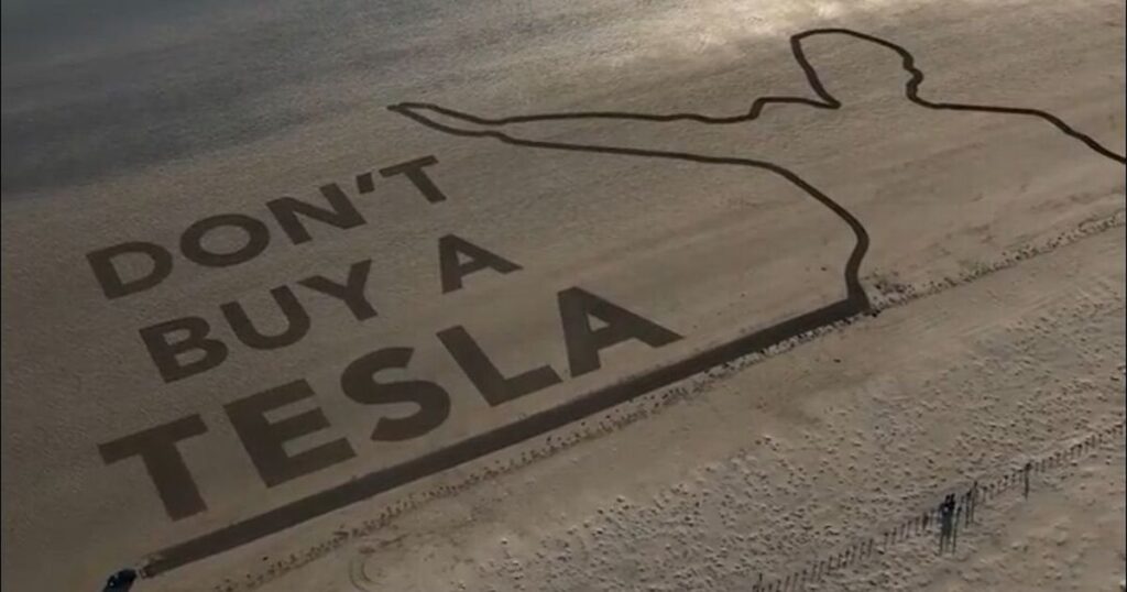 Welsh beach used for 'world's biggest anti-Elon Musk protest'