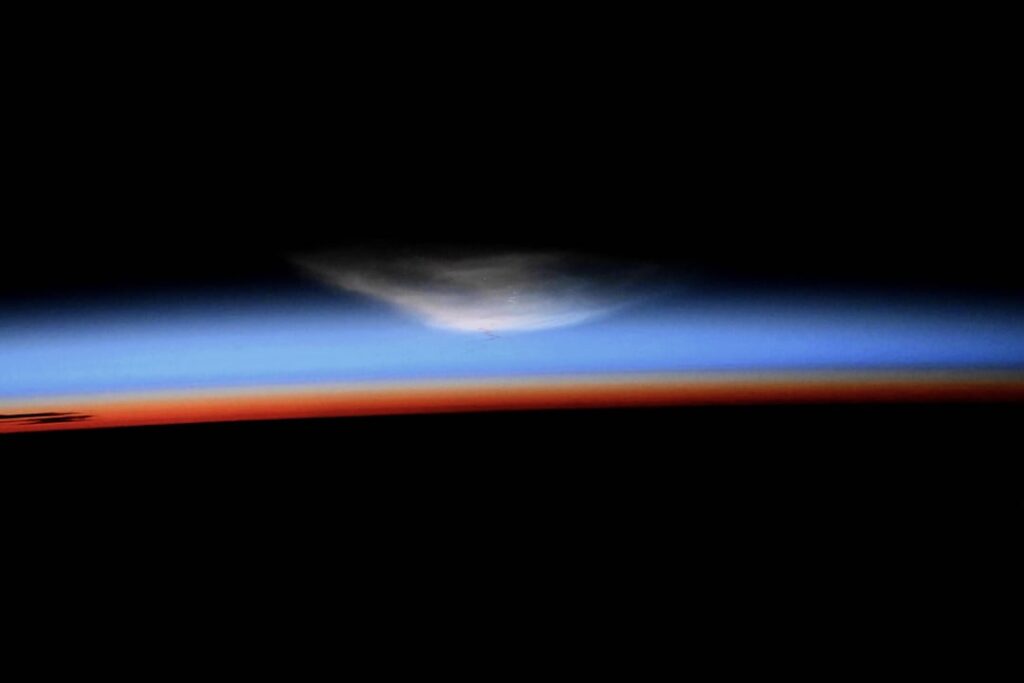 Starship 8 breakup as seen from the International Space Station.