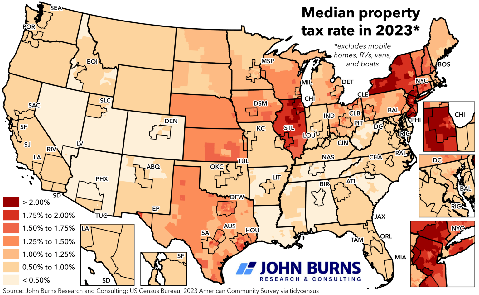 Median Property Tax Rate in 2023 [OC]