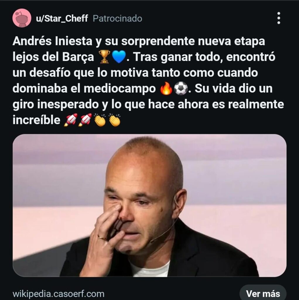 Reddit collects selling advertising to scammers who use the image of Iniesta