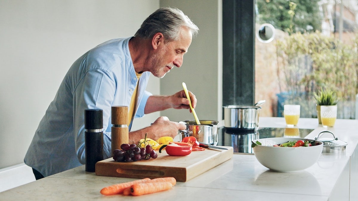 Man healthy cooking