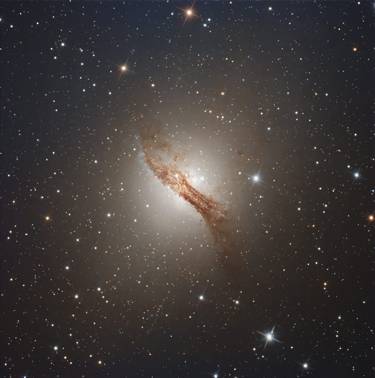 The view of Centaurus A from my back garden - a 'peculiar' galaxy being consumed by a supermassive blackhole