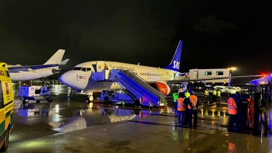 Picture of the medevac plane at night