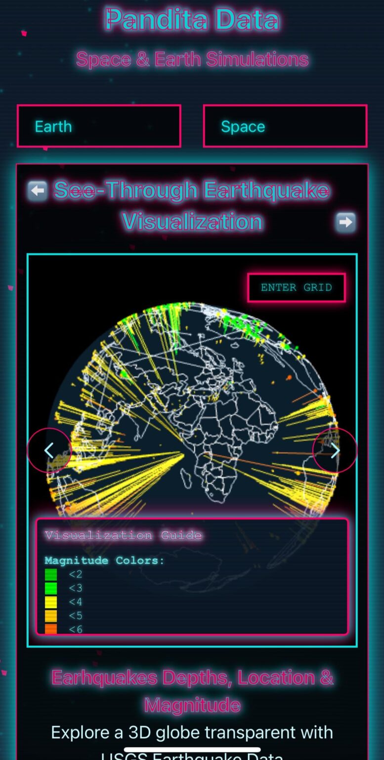 [OC] A 3D see through globe showing depths of Earthquakes from inside a transparent Earth