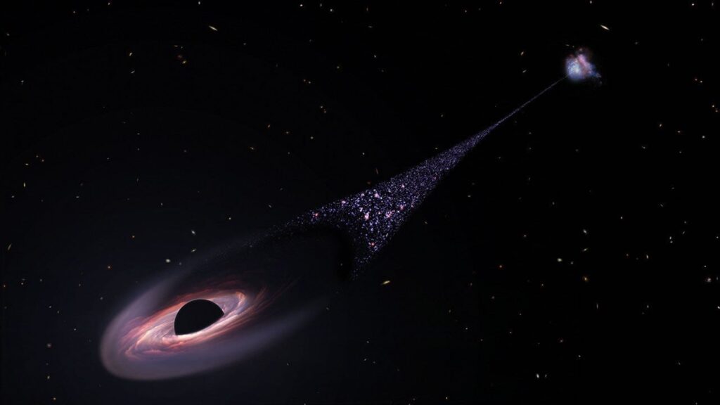 Hubble Sees Possible Runaway Black Hole Creating a Trail of Stars - NASA Science