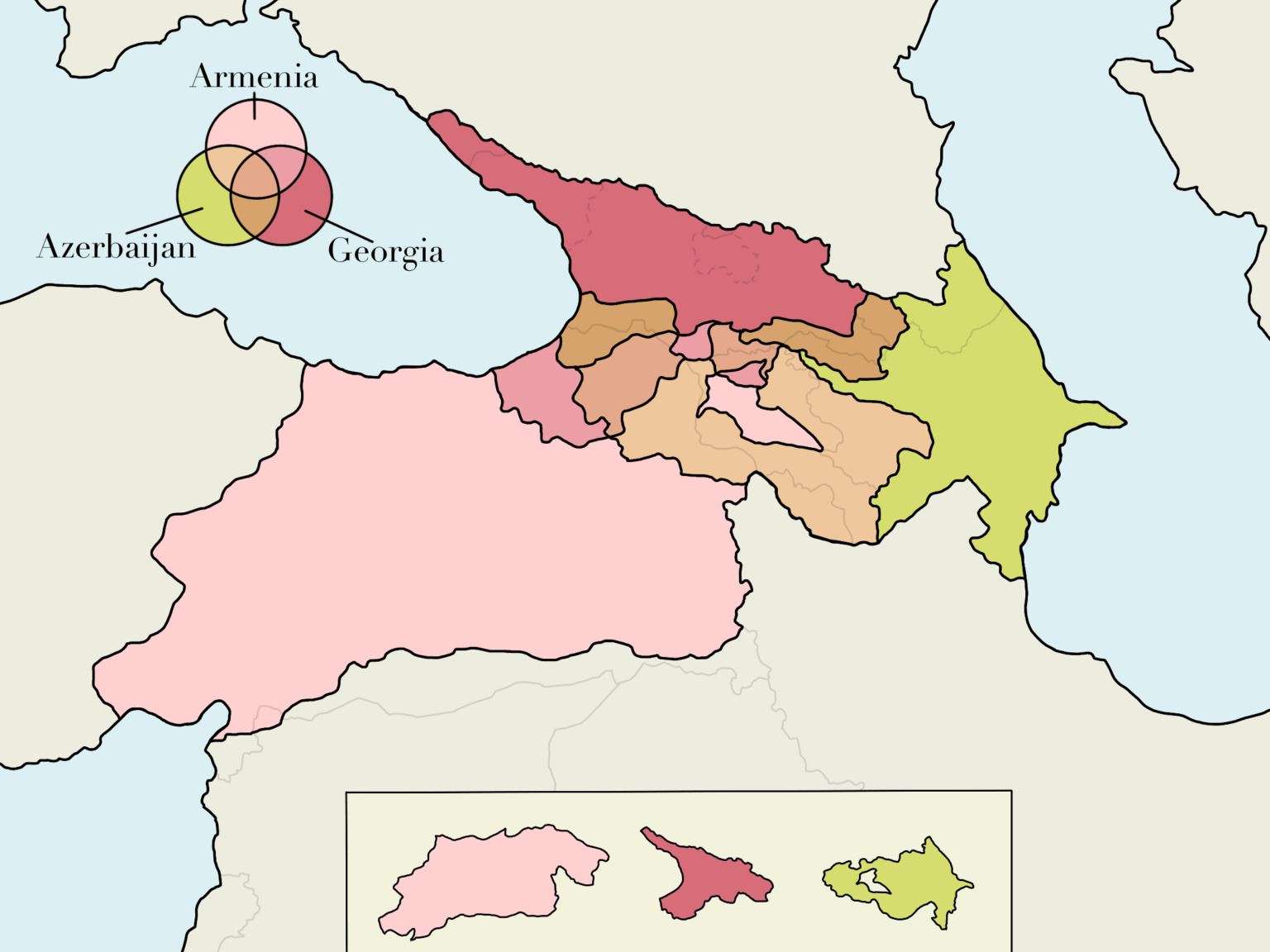 Territorial Claims of Armenia, Azerbaijan, and Georgia at the 1919 Paris Peace Conference (map made by me)