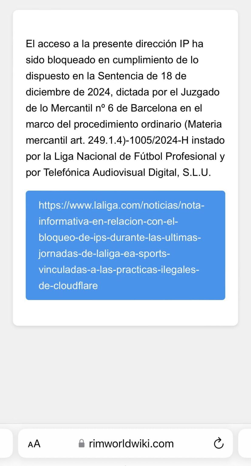 The league blocking random websites