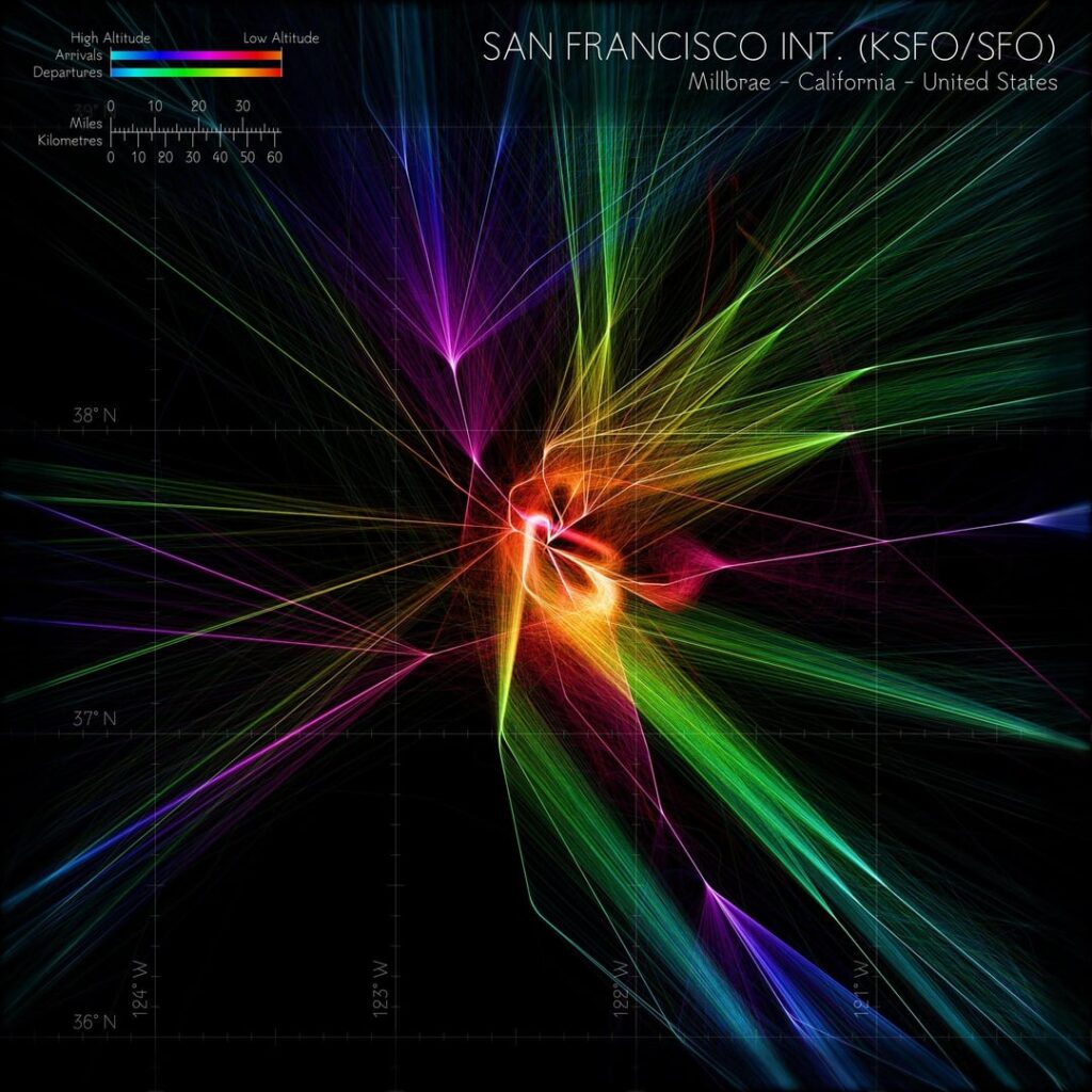 I rendered traffic data from San Francisco International Airport as a heatmap [OC]