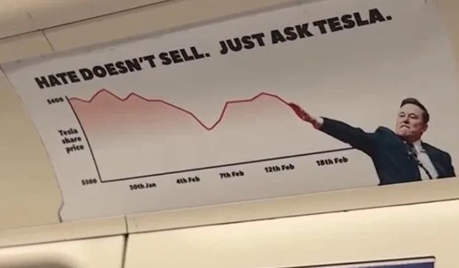 'Everyone hates Elon' fake ads attacking Musk appear on London Tube and bus stops