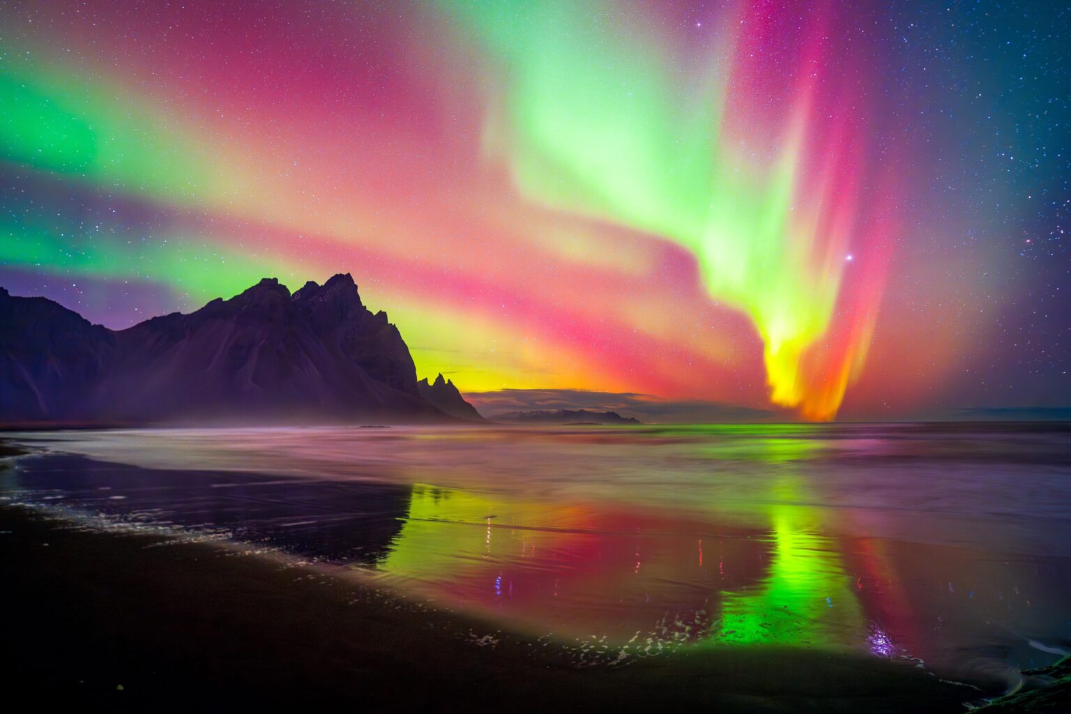 I caught the aurora over Iceland and the reflection of Jupiter in the water!