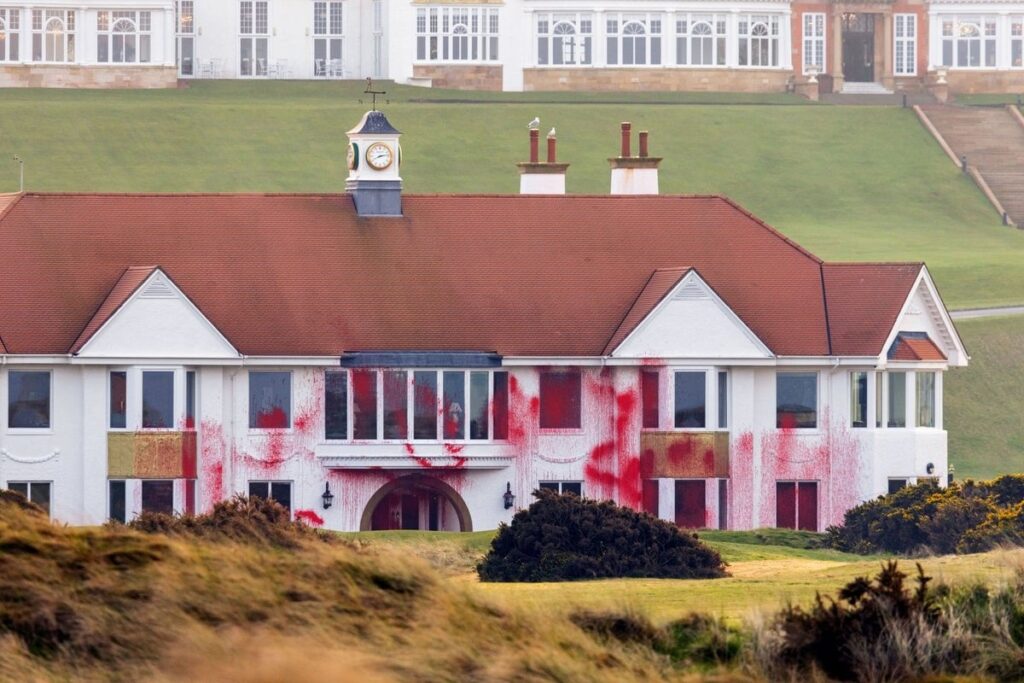 Trump calls vandals who targeted his Scottish golf course ‘terrorists’ who should be punished
