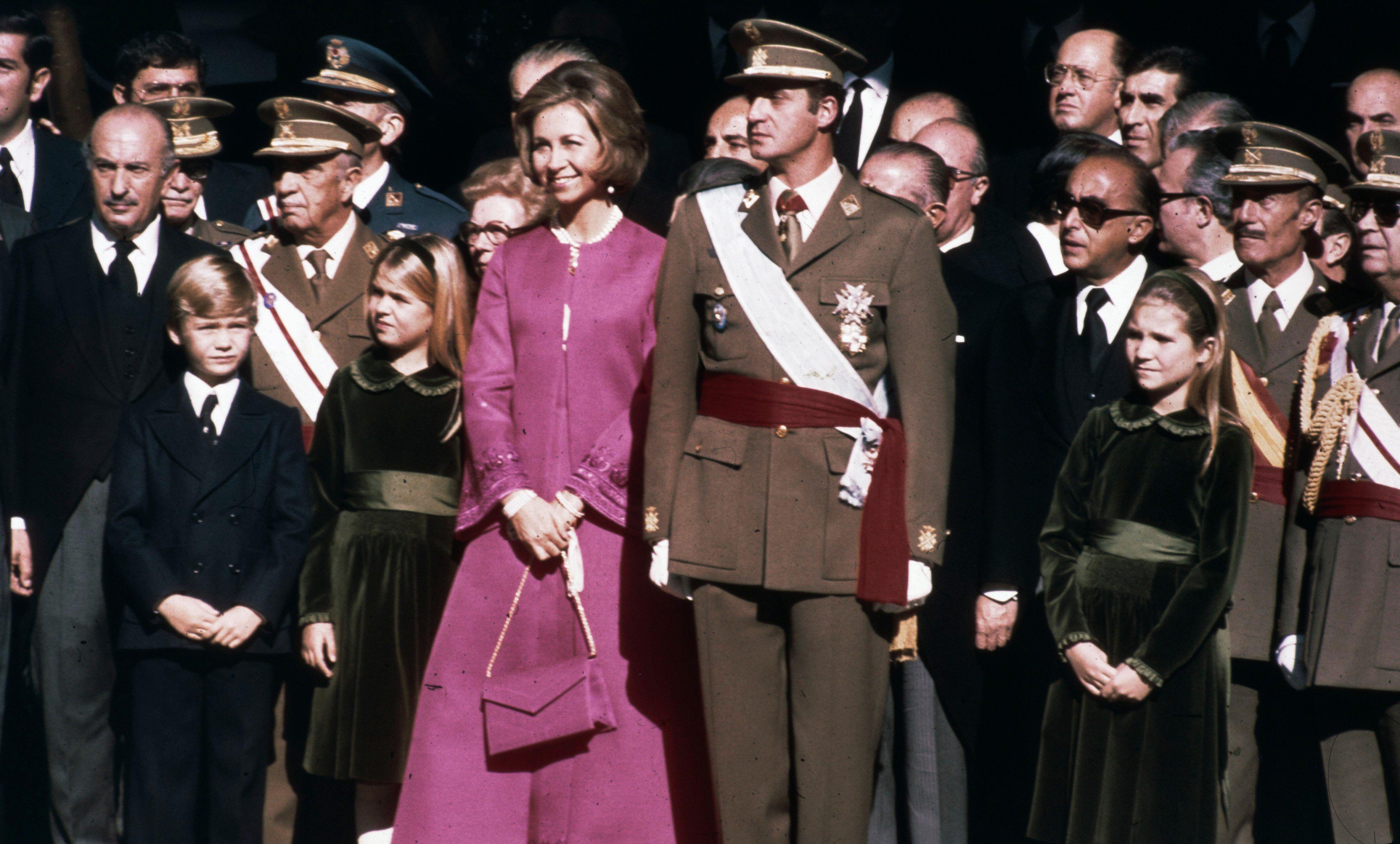 Juan Carlos, Sofia, and their three children in 1975.