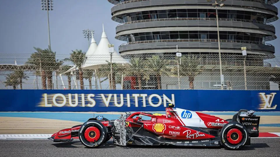 Lewis Hamilton in action at Formula 1 testing in Bahrain
