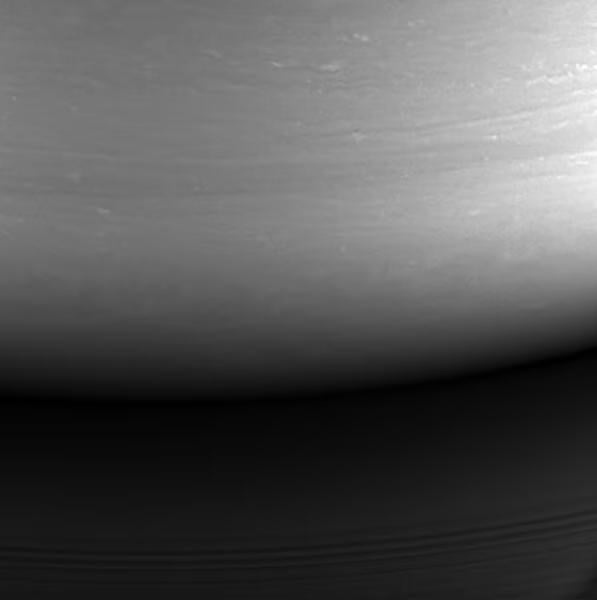 The actual last image Cassini took of Saturn before its final plunge. (September 14, 2017)
