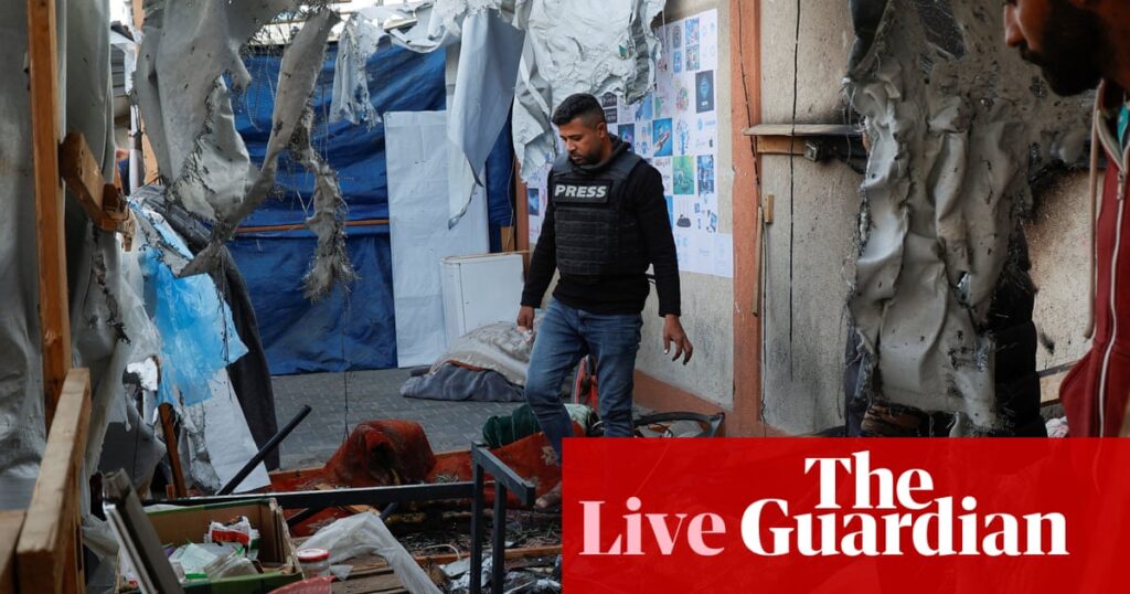 Middle East crisis live: Israeli attack on tents housing journalists in Gaza kills at least two, say Palestinian medics | Israel Middle East crisis live: Israeli attack on tents housing journalists in Gaza kills at least two, say Palestinian medics | Israel