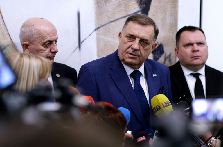 Dodik visited a university in East Sarajevo a day after Bosnian authorities failed to arrest him (STRINGER)