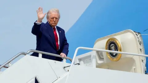 Reuters U.S. President Donald Trump boards Air Force One as he departs for Florida on 3 April