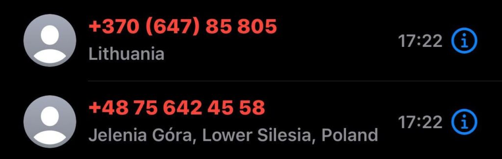 weird LT phone number