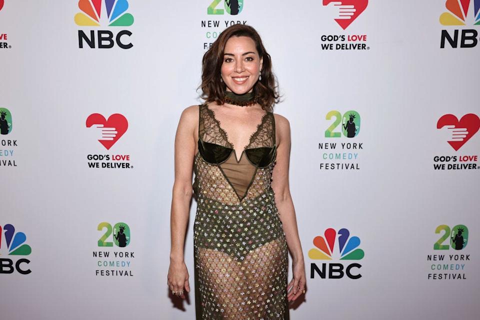Aubrey Plaza attends the ''Dead Funny: An All-Star Tribute to Joan Rivers' benefitting God's Love We Deliver at The Victoria Theater on November 07, 2024 in New York City.